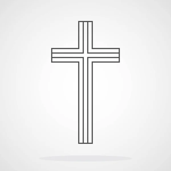 Szara ikona krzyż chrześcijański. Ilustracja wektorowa. — Wektor stockowy