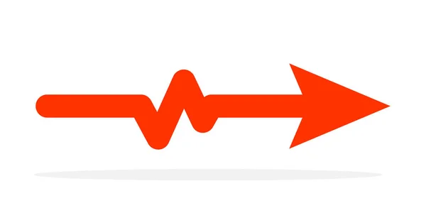 Röd pil med heartbeat-ikonen. Vektor illustration. — Stock vektor