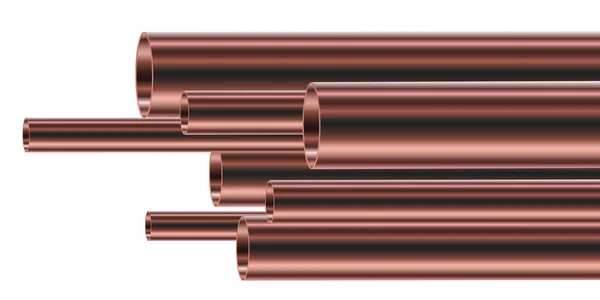 Conjunto de tubos de acero o aluminio, aislados. Ilustración vectorial . — Vector de stock