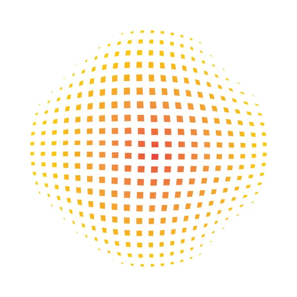 Yellow abstract circle with halftone dots effect. Vector illustration. — Stock Vector