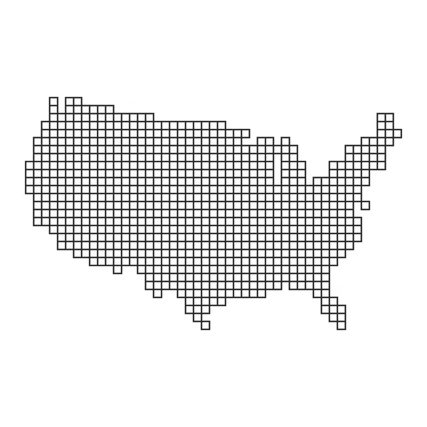 Pixel art projekt mapy Ameryki. Ilustracja wektorowa. — Wektor stockowy