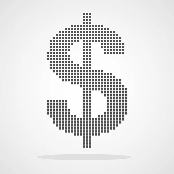 Icône Dollar Pixel Art Design Illustration Vectorielle Icône Dollar Noir — Image vectorielle