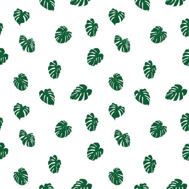 Tropikal yapraklarla kusursuz desen. Vektör illüstrasyonu.