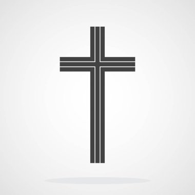 Gri Hıristiyan çapraz simgesi. Vektör çizim.