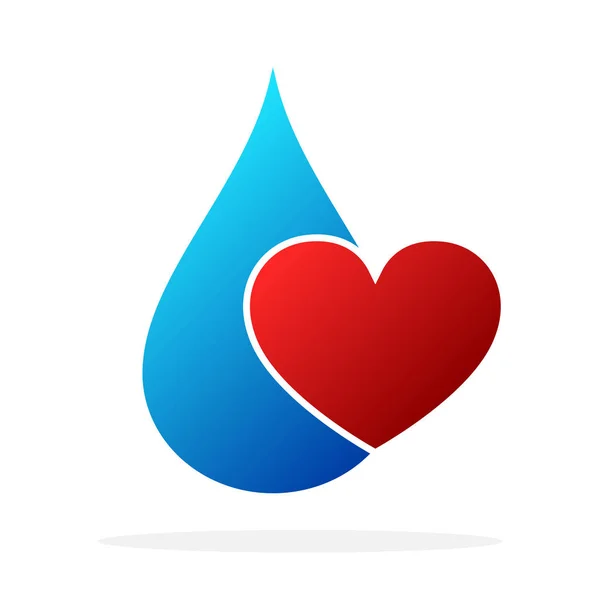 Vatten droppe med rött hjärta. Vektor illustration — Stock vektor