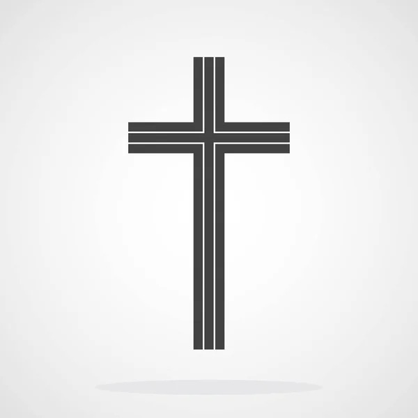 Icono gris de la cruz cristiana. Ilustración vectorial . — Archivo Imágenes Vectoriales