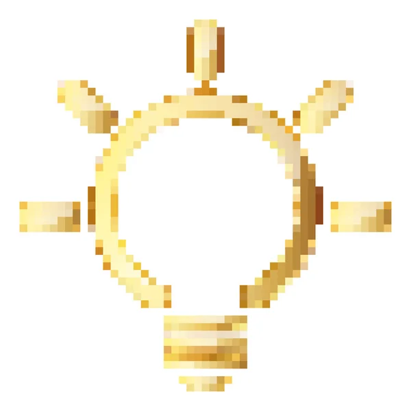 Lámpara de oro en estilo pixel art. Ilustración vectorial . — Vector de stock