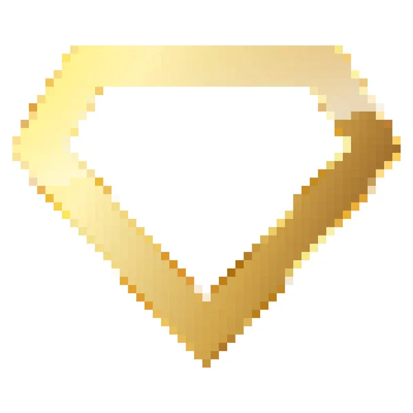 Diamante de oro en estilo pixel art. Ilustración vectorial . — Vector de stock