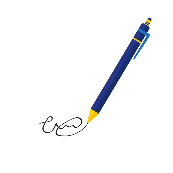 Pen with Signature. Vector illustration — Stock Vector