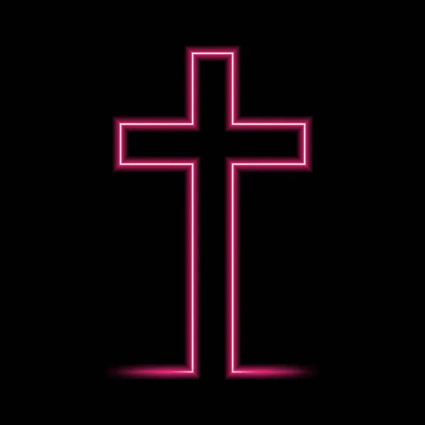 Neon glowing Christian Cross. Vector illustration. — Stock Vector