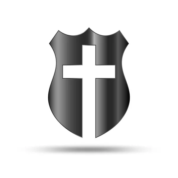 Shield with Christian Cross. Vector illustration. — Stock Vector