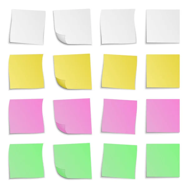 Set Adesivi Carta Colorata Illustrazione Vettoriale Bandiere Carta Con Ombra — Vettoriale Stock