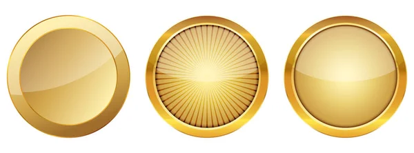 Altın Boyutlu Düğmeler Vektör Çizimi Beyaz Arkaplanda Izole Edilmiş Altın — Stok Vektör