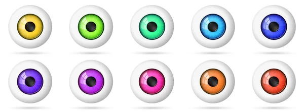 Set Eyeballs Colored Eye Icon Isolated Vector Eyes Vector Illustration — Stock Vector