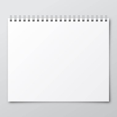 Gölgeli defter. Kağıt defter maketi. Defterin şablonu izole edildi. Vektör illüstrasyonu.