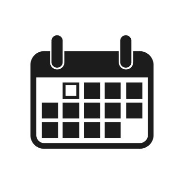 Takvim simgesi. Vektör takvim simgesi izole edildi. Vektör çizimi. Siyah iş takvimi