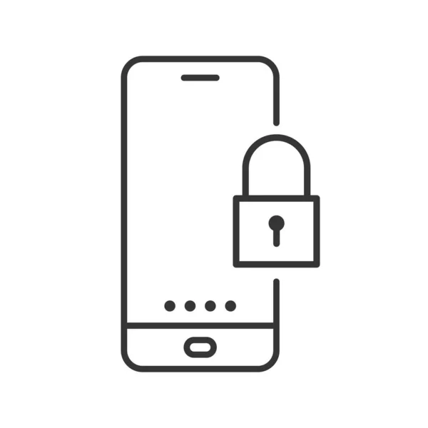 Blockiertes Lineares Telefon Symbol Vektorillustration Smartphone Sicherheit Lineares Symbol Für — Stockvektor