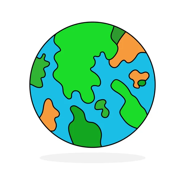 Şirin Dünya Izole Edilmiş Dünya Renk Ikonu Vektör Dünya — Stok Vektör
