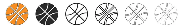 Basketball Ikonen Set Von Basketballsymbolen Auf Weißem Hintergrund Vektorillustration Basketballball — Stockvektor