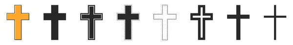 Conjunto Iconos Christian Cross Vector Cruza Los Iconos Aislados Ilustración — Archivo Imágenes Vectoriales