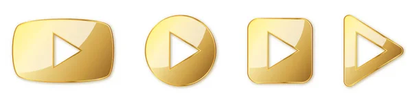 Altın Çalma Düğmeleri Simgeleri Izole Vektör Çizimi Altın Oyun Sembolü — Stok Vektör