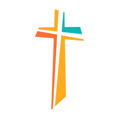 Christian Cross ikonu. Vektör Çapraz simgesi izole edildi. Vektör çizimi. Renk Dini Çaprazlar.