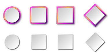 Çeşitli origami şekilleri. Soyut renkli kağıt arkaplan. Gölgeli origami bayrakları. Vektör illüstrasyonu.