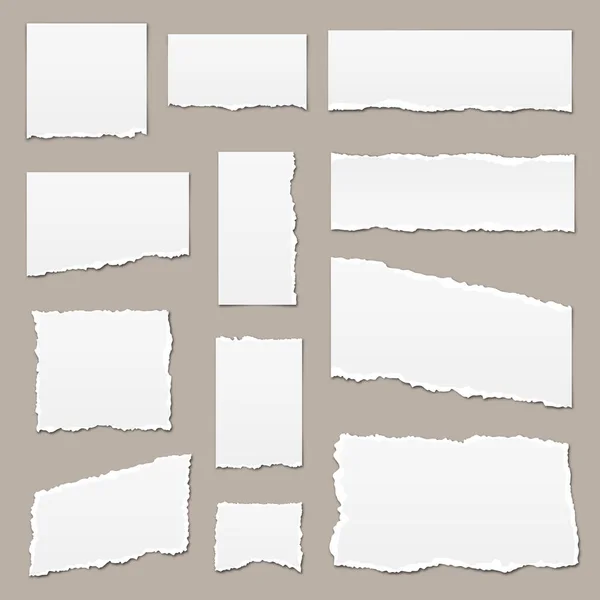 Kertas Robek Putih Kertas Robek Dengan Bayangan Potongan Kertas Terisolasi - Stok Vektor