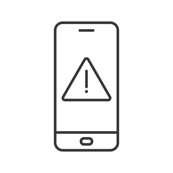 Smartphone Mit Warnsymbol Alarmzeichen Auf Dem Bildschirm Des Geräts Schwarze — Stockvektor
