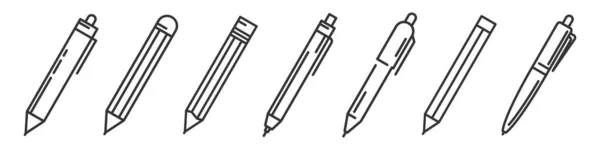 Tollak Ceruzák Elkülönítve Szerszámok Ikonok Beállítva Vektor Illusztráció Golyóstollak Ceruzák — Stock Vector