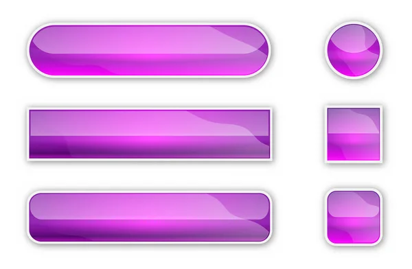 Блестящие Пуговицы Набор Абстрактных Кнопок Тенью Векторная Иллюстрация Яркие Фиолетовые — стоковый вектор