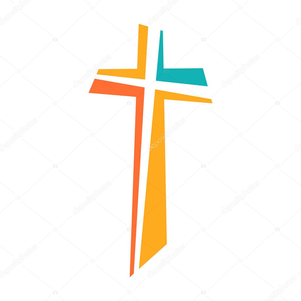 Christian Cross icon. Vector Cross icon isolated. Vector illustration. Color religion Crosses.