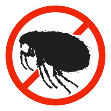 Kırmızı yasaklı Louse. Stop Louse işareti izole edildi. Louse simgesini yasakla. Vektör illüstrasyonu.