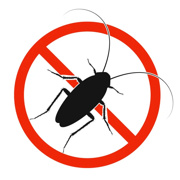 Cucaracha Con Señal Prohibición Roja Detener Signo Cucaracha Aislado Prohíbe — Vector de stock