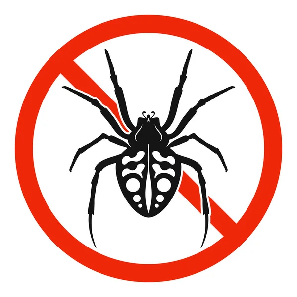 Araignée Avec Bannière Rouge Arrêter Panneau Araignée Isolé Interdire Icône — Image vectorielle