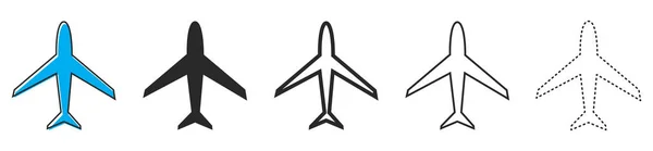 Iconos Aviones Conjunto Aviones Sobre Fondo Blanco Ilustración Vectorial Varios — Archivo Imágenes Vectoriales