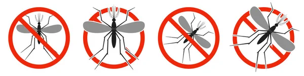 Die Mücke Mit Dem Roten Verbotsschild Stop Mosquito Zeichen Isoliert — Stockvektor
