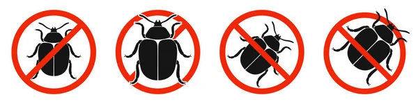 Escarabajo Colorado Con Señal Prohibición Roja Detener Colorado Signo Escarabajo — Vector de stock