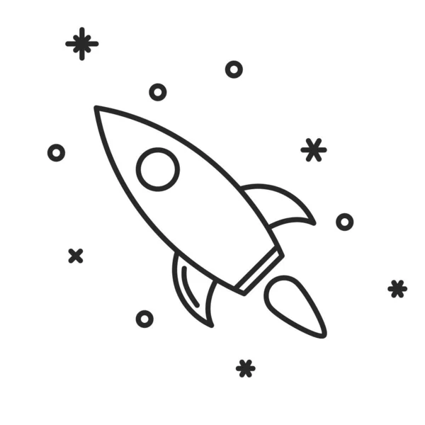 Raket Icoon Geïsoleerd Vector Illustratie Lineaire Raket Icoon Plat Ontwerp — Stockvector