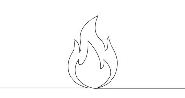 Tek sıra halinde kamp ateşi. Beyaz arka planda düzenlenebilir siyah felçli kamp ateşi çizimi. Vektör illüstrasyonu.