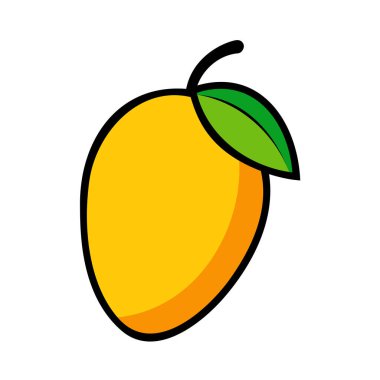 Renkli mango. Mango simgesi beyaz arkaplanda izole edildi. Vektör illüstrasyonu.