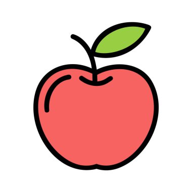 Renkli elma. Elma simgesi beyaz arkaplanda izole edildi. Vektör illüstrasyonu.