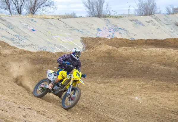 Motocross Yarışmalarda Temirtau 2017 Yıl Karaganda Kazakhstan Şehir — Stok fotoğraf