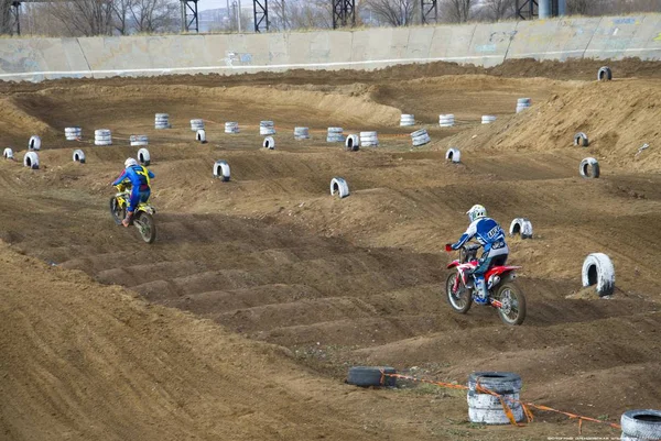 Competições Motocross Temirtau 2017 Ano Cidade Karaganda Cazaquistão — Fotografia de Stock