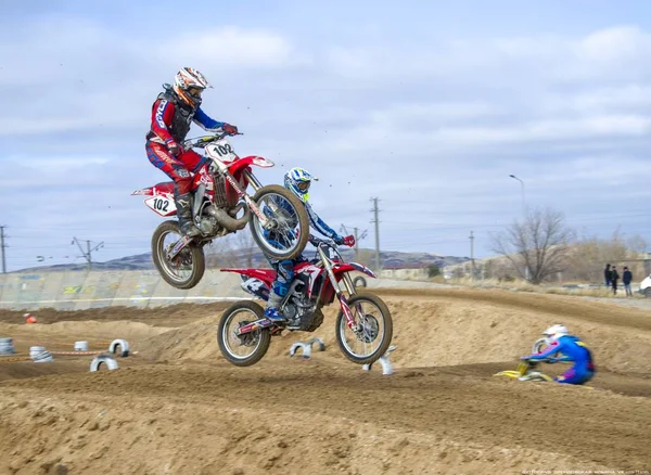 Concorsi Motocross Temirtau 2017 Anno Città Karaganda Kazakistan — Foto Stock