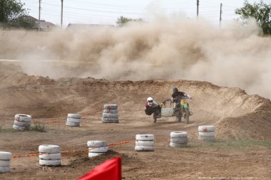 Temirtau 'daki motokros müsabakaları 26.08.2017 yılındaydı. Karaganda. Kazakistan.