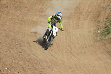 Temirtau 'daki motokros müsabakaları 26.08.2017 yılındaydı. Karaganda. Kazakistan.