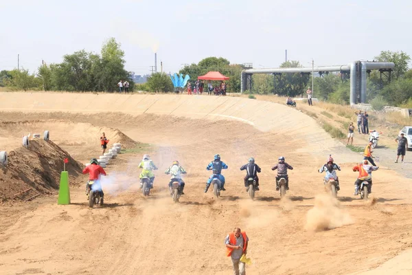 Competições Motocross Temirtau 2017 Ano Cidade Karaganda Cazaquistão — Fotografia de Stock