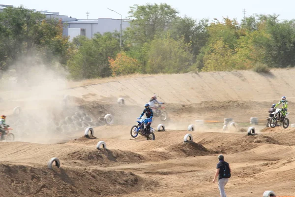 Competições Motocross Temirtau 2017 Ano Cidade Karaganda Cazaquistão — Fotografia de Stock