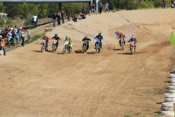 Competições Motocross Temirtau 2017 Ano Cidade Karaganda Cazaquistão — Fotografia de Stock